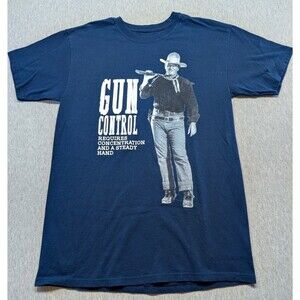 John Wayne T-Shirt Medium Gun Control Navy Official John Wayne Enterprises